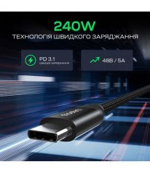 Кабель Choetech ХСС-1060 Black USB-C to USB-C PD3.1 240W 1m+2m, набір з 2 шт.