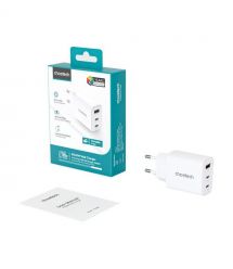 Мережевий зарядний пристрій Choetech PD3046 PD30W GAN USB-A+2xUSB-C White
