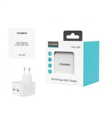 Мережевий зарядний пристрій Choetech Q5008 PD35W 2xUSB-C White