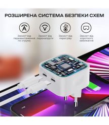 Мережевий зарядний пристрій Choetech Q5008 PD35W 2xUSB-C White