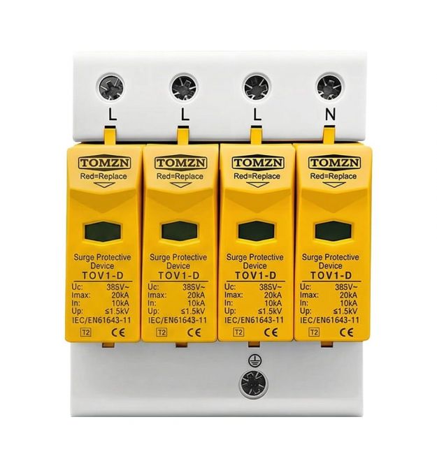 Обмежувач напруги TOMZN TOV1-20-4P 275V AC 10-20kA під DIN-рейку 4 полюси