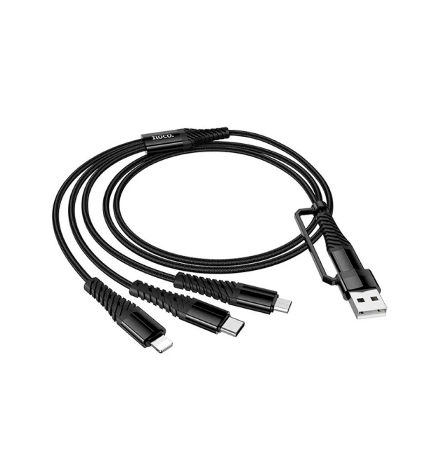 Кабель HOCO X123 USB-1 3 in 1 Micro - Iphone - Type-C, 2A, довжина 1м, Black, Box