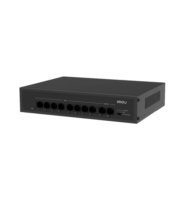 10-ти портовий некерований POE комутатор Imou SF110P з 8POE 100 Мбіт + 2хUP-Link 100Мбіт, до 250м, 65Вт, 220&amptimes162&amptime