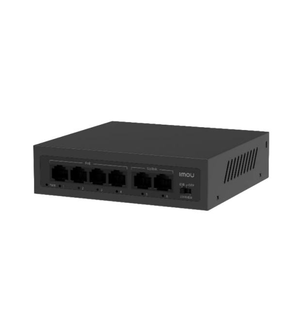 6-ти портовий некерований POE комутатор Imou SF106P з 4х POE 100 Мбіт + 2хUP-Link 100Мбіт, до 250м, 45Вт, 200&amptimes118&amptim
