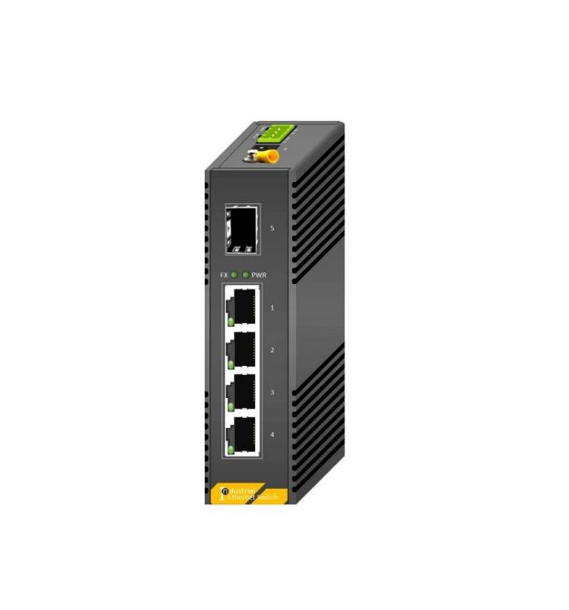 100M індустріальний PoE комутатор AL SW-4P1SMI, 4*100Mbps PoE Port, 1*100Mbps SFP Slot, DIN rail, з DC48