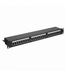 Патч-панель 24 порти FTP кат. 5E 19" 1U екранована, чорна