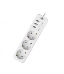 Мережевий фільтр Logicpower PREMIUM LP-X3 USB 4 м White (2200Вт)