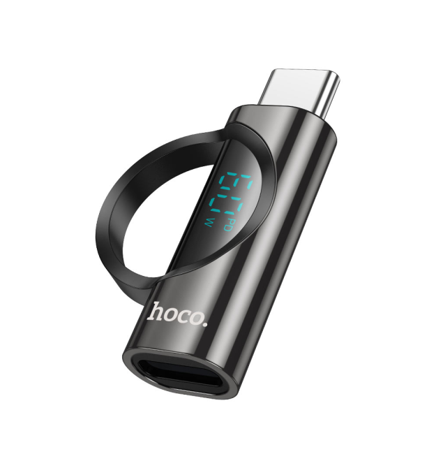 Перехідник HOCO UA32A Type-C(M) - Lighting(F), 60W, індикатор потужності заряду), Black, Box