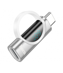 Перехідник HOCO UA32A Type-C(M) - Lighting(F), 60W, індикатор потужності заряду), Silver, Box