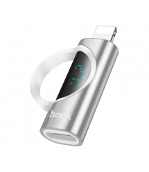 Перехідник HOCO UA32A Type-C(F) - Lighting(M), 60W, індикатор потужності заряду), Silver, Box