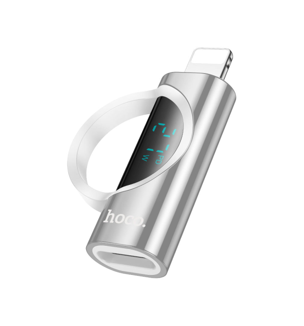 Перехідник HOCO UA32A Type-C(F) - Lighting(M), 60W, індикатор потужності заряду), Silver, Box