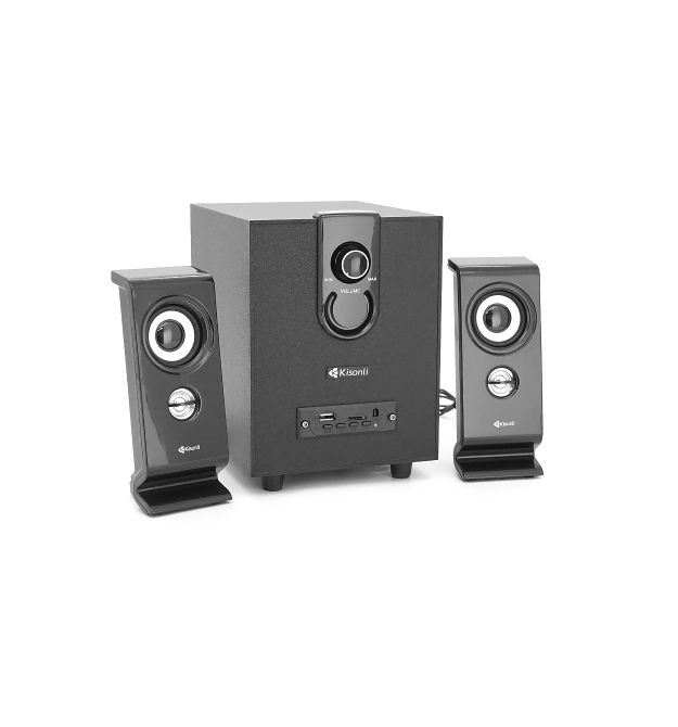 Колонки 2.1 Kisonli TM-9200A, для ПК та ноутбука, живлення 220V + jack 3.5mm, 5W+2x3W, 20Hz-20KHz, з сабвуфером, bluetooth, Blac
