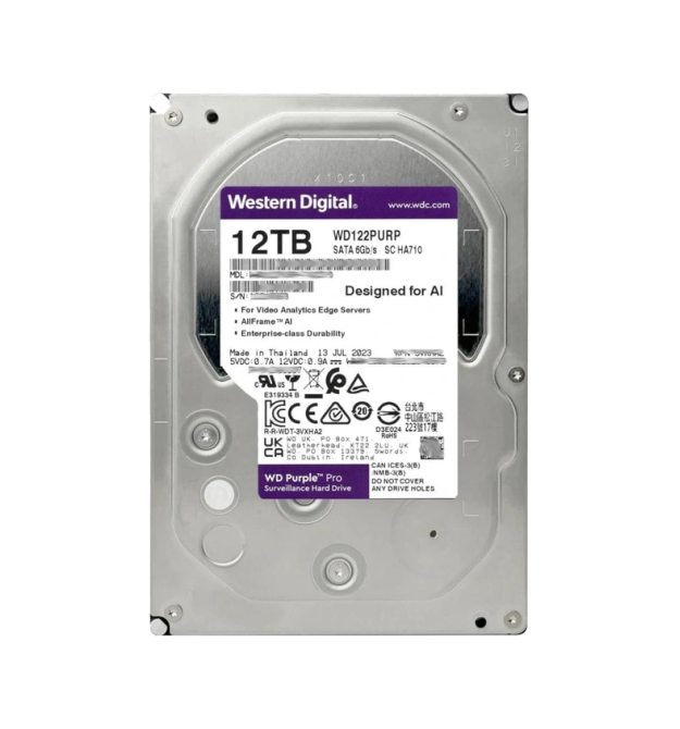 Жесткий диск 3.5 WD122PURP, 12 ТБ, SATA 3, 100 x 25 x 145 мм
