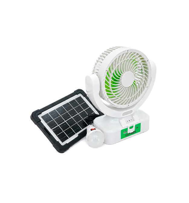 Вентилятор GDTIMES GD 8021BT+Ліхтар+Радіо+Bluetooth, Solar+ вбудований акумулятор, Box