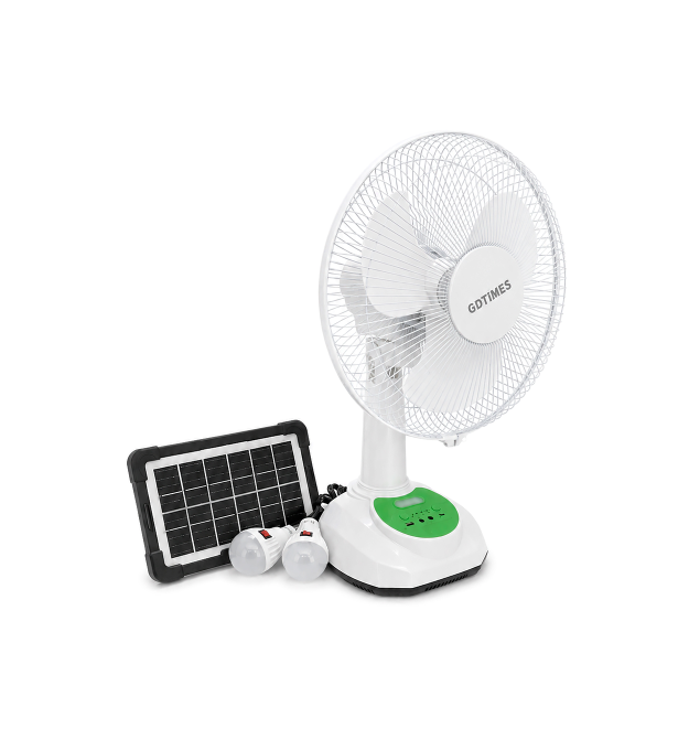 Вентилятор GDTIMES GD 8069LI, 12, Solar+ вбудований акумулятор, 2*USB лампочки, Box
