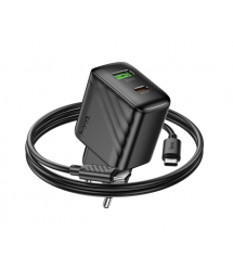 Набір СЗУ HOCO CS25A + кабель Type-C - Type-C, 1xUSB+1xUSB-C, PD20W+QC3.0, кабель 1м, Black, Box