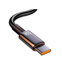 Кабель USB для Type-C (male to male), 10A, Підтримка SCP, QC3.0, PD до 240Вт, 480Mbps, довжина 0.3м, обплетення, Black, Box
