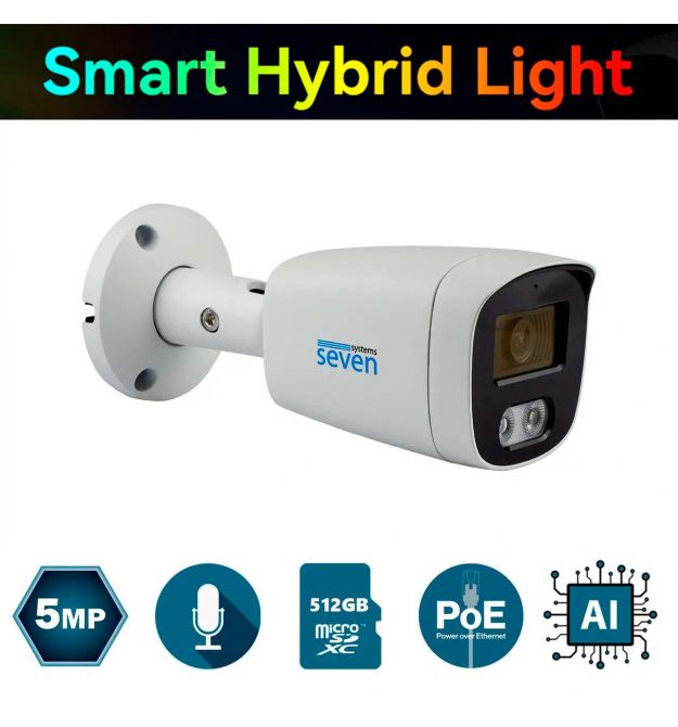 IP-видеокамера 5 Мп SEVEN IP-1025PA-DL white 2,8 мм с умной двойной подсветкой