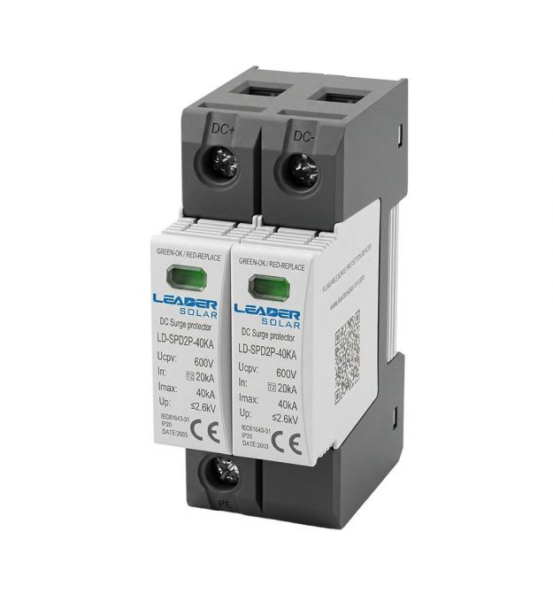 Обмежувач напруги Leader LD-SPD2P-40KA-600V DC під DIN-рейку