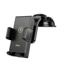 Автотримач HOCO HW22+ Wireless Charging 15W, кріплення на торпеду, затискач 50-90мм, Black, Box