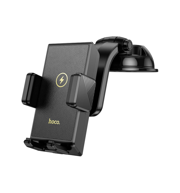 Автотримач HOCO HW22+ Wireless Charging 15W, кріплення на торпеду, затискач 50-90мм, Black, Box
