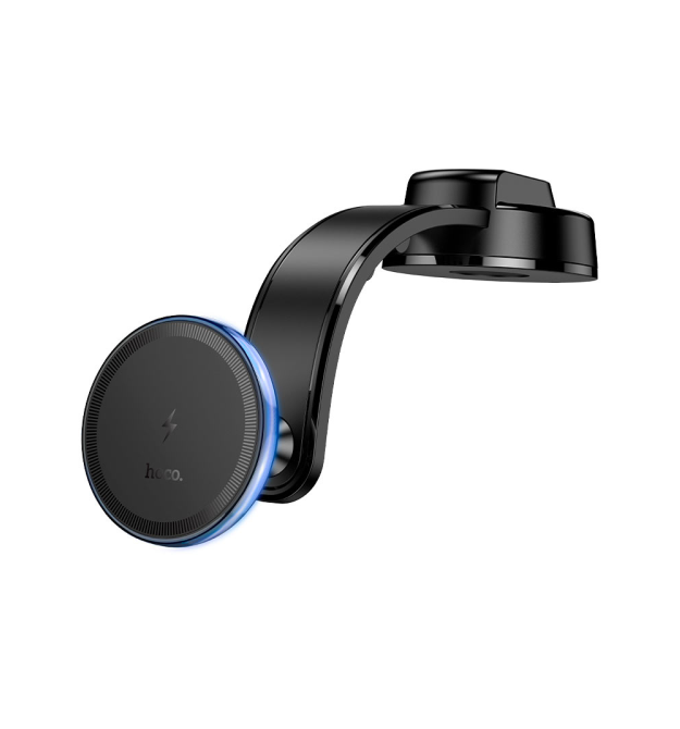 Автоутримувач HOCO HW25+ Wireless Charging 15W, кріплення на торпеду, затискач 50-90мм, Black, Box