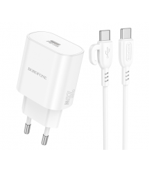 Набір BOROFONE BA82A СЗУ USB-C+ кабель Type-C, PD25W, 1м, White, Box