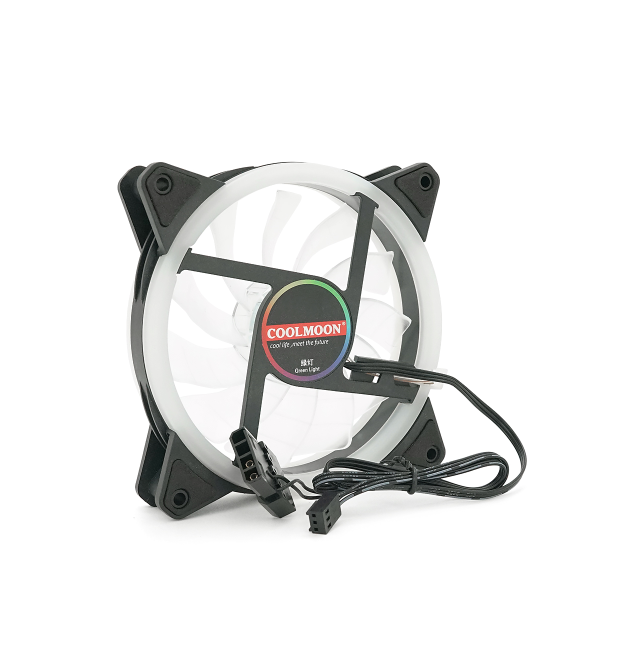 Кулер корпусний 12025 DC sleeve fan 3pin + 4pin - 120*120*25мм, 12V, 1100об - хв, Green, двосторонній