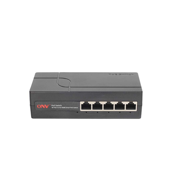 4х портовий Smart PoE комутатор ONV-H1054PEBS, 4хРоЕ 100Мбіт + 1хUplink 100Мбіт, IEEE802.3af - at, потужність 65Вт, пластик