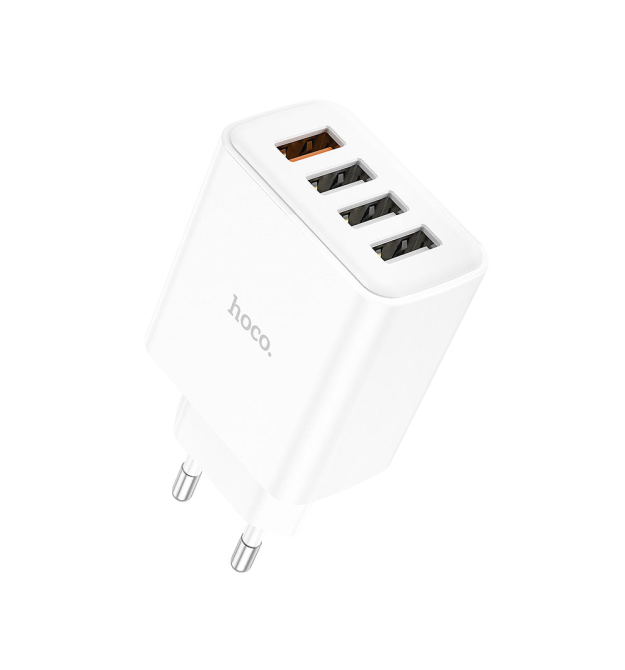 СЗУ 110-240V HOCO C102A 4xUSB, QC3.0, White, Blister