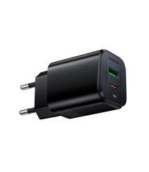 СЗУ BOROFONE BAS83A, 1xUSB+1xUSB-C, PD20W+QC3.0, кабель 1м, Black, Box