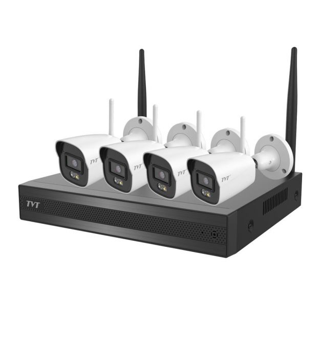 Комплект IP-відеонагляду з WiFi на 4 камери TVT TD-P0804W1-001: 4 циліндричні 4Mp WiFi I