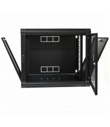 Шкаф 9U, 600x600x507 мм (ШxГxВ), L-type, акриловое стекло, черный