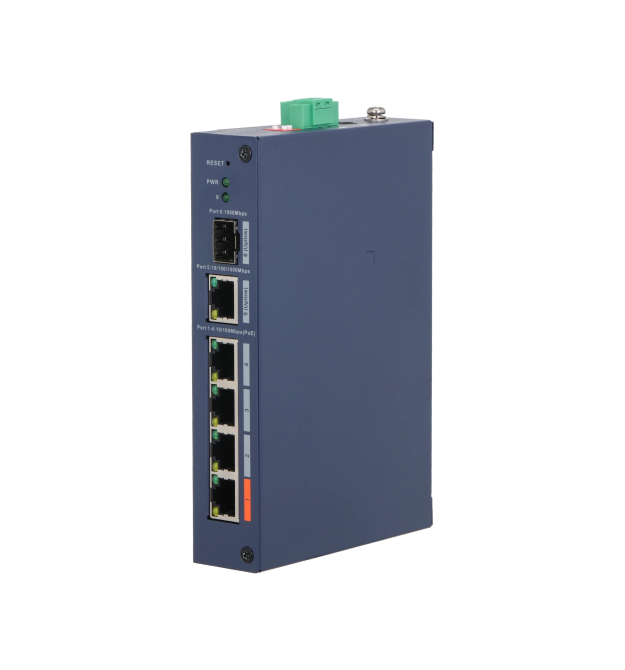 Керований 4-портовий комутатор DH-CHS4106-4ET-60, з 4-ма портами POE 100Мбіт + 1 порт UP-Link 1000Мбіт + 1 порт SFP 1000Мбіт, 15