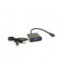 Конвертер micro HDMI (тато) на VGA (мама) 30cm, Black, 4K - 2K, Пакет + Audio