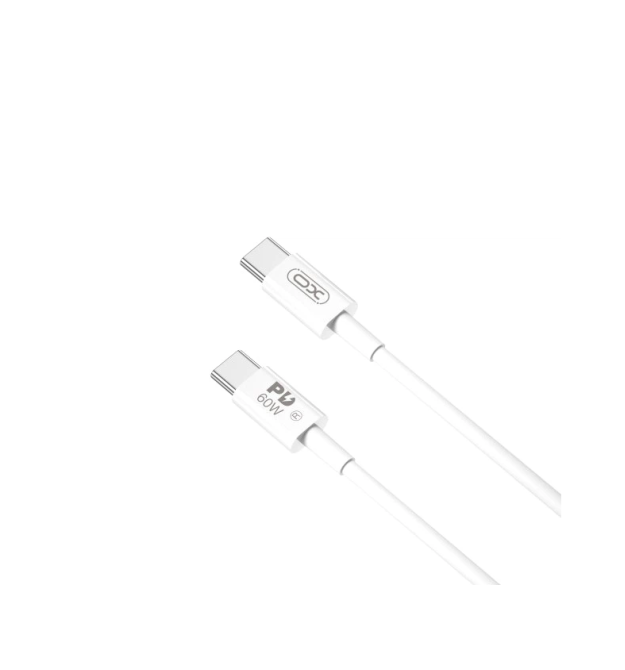 Кабель Type-C to Type-C (male to male) XO-NB-Q190A, Підтримка SIC, QC3.0, PD до 60Вт, 480Mbps, довжина 1.0м, обплетення, White,