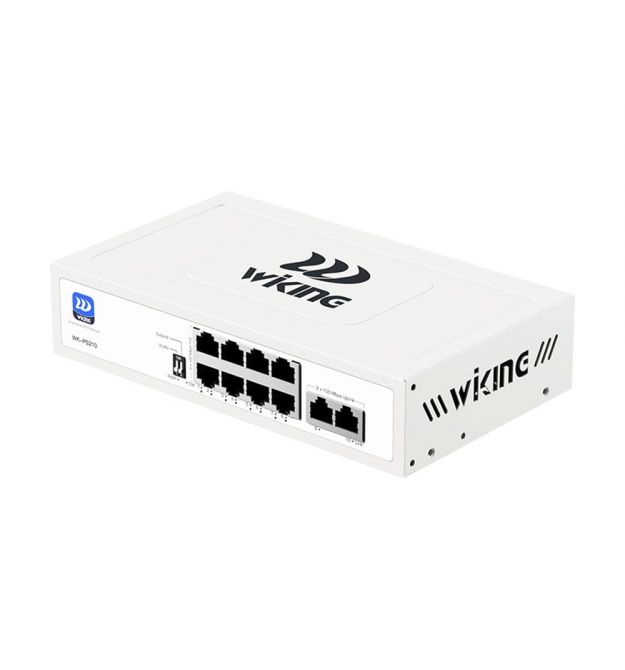 PoE-комутатор 10-портовий некерований Wiking WK-PS210 V2, 8x100Mbps PoE, 2x100Mbps Uplink, 76W