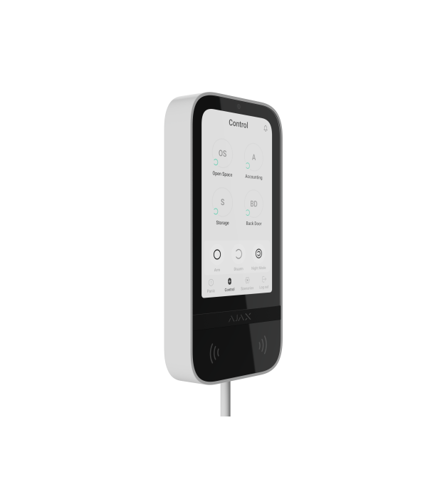 Дротова сенсорна клавіатура Ajax Superior KeyPad TouchScreen Fibra, white