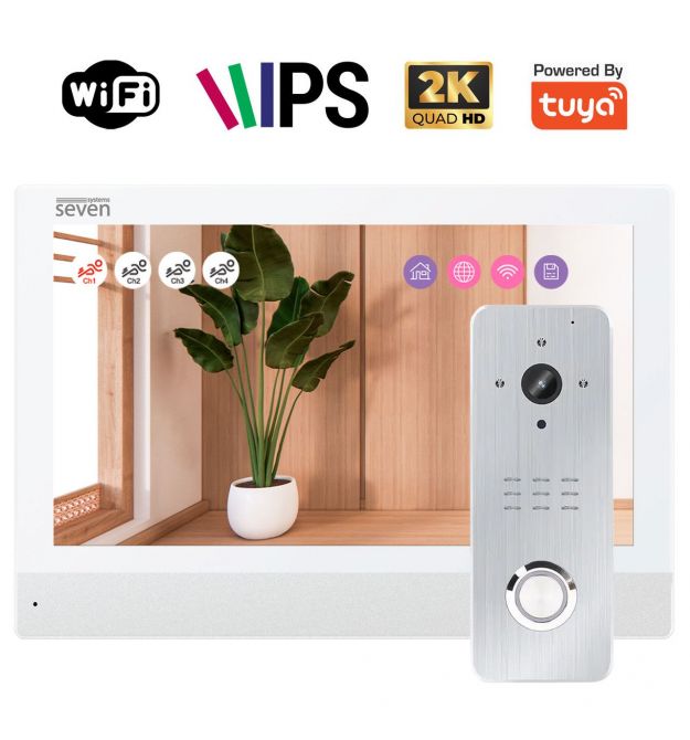 Комплект Wi-Fi домофона 7 дюймов с вызывной панелью SEVEN DP-7579/07Kit white