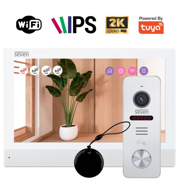 Комплект Wi-Fi домофона 7 дюймов с вызывной панелью SEVEN DP-7579/03Kit White