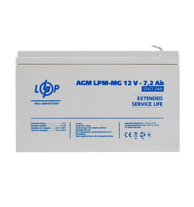 Акумулятор мультигелевий LPM-MG 12V - 7.2 Ah Уцінка 10.2024