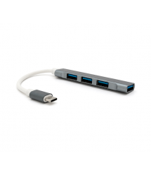 Хаб YT47719 Type-C на USB 3.0 - 4 порту, 480Mbts, живлення від USB, 0.15m, Silver, Box