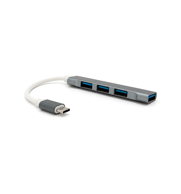 Хаб YT47719 Type-C на USB 3.0 - 4 порту, 480Mbts, живлення від USB, 0.15m, Silver, Box