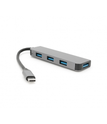 Хаб YT47720 Type-С на USB 3.0 - 4 порту, 480Mbts, живлення від USB, 0.15m, Gray, Box