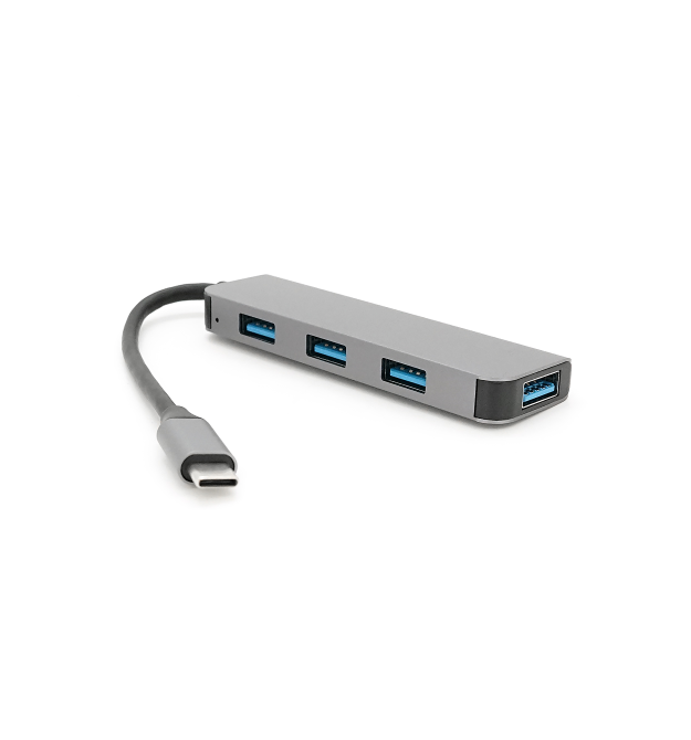 Хаб YT47720 Type-С на USB 3.0 - 4 порту, 480Mbts, живлення від USB, 0.15m, Gray, Box