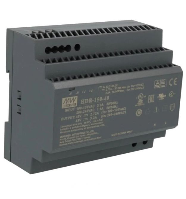Блок питания (для монтажа на DIN рейку) MeanWell HDR-150-48 48B 3.2А