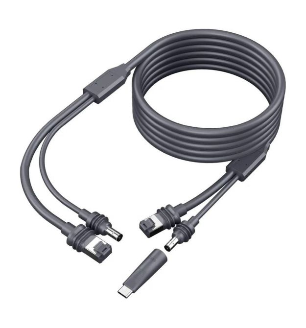 Кабель живлення та передачі даних 2 в 1 DC+Ethernet для Starlink Mini з перехідником Type-C 5м