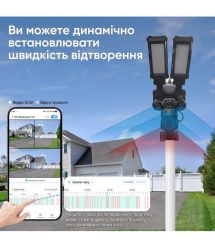 IP PTZ-відеокамера автономна з 4G, прожектором та сонячною панеллю 3Mp+3Mp+3Mp