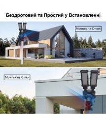IP PTZ-відеокамера автономна з WiFi, прожектором та сонячною панеллю 3Mp+3Mp+3M