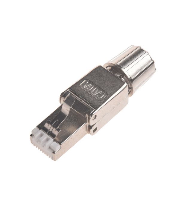 Коннектор RJ45 STP кат. 6A, без инструмента, с винтовым зажимом и металлической защелкой Kingda